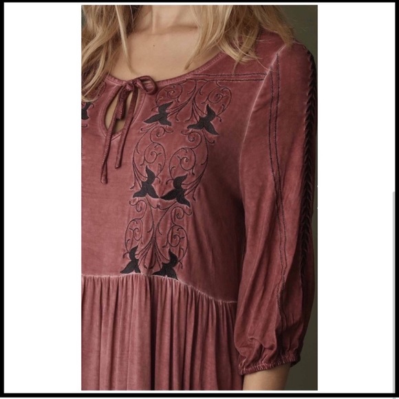 POL Embroidered Dress. Red Brick. - Picture 2 of 11